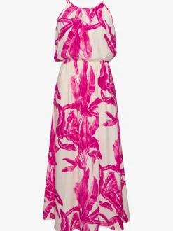 Robe longue avec encolure américaine et imprimé floral