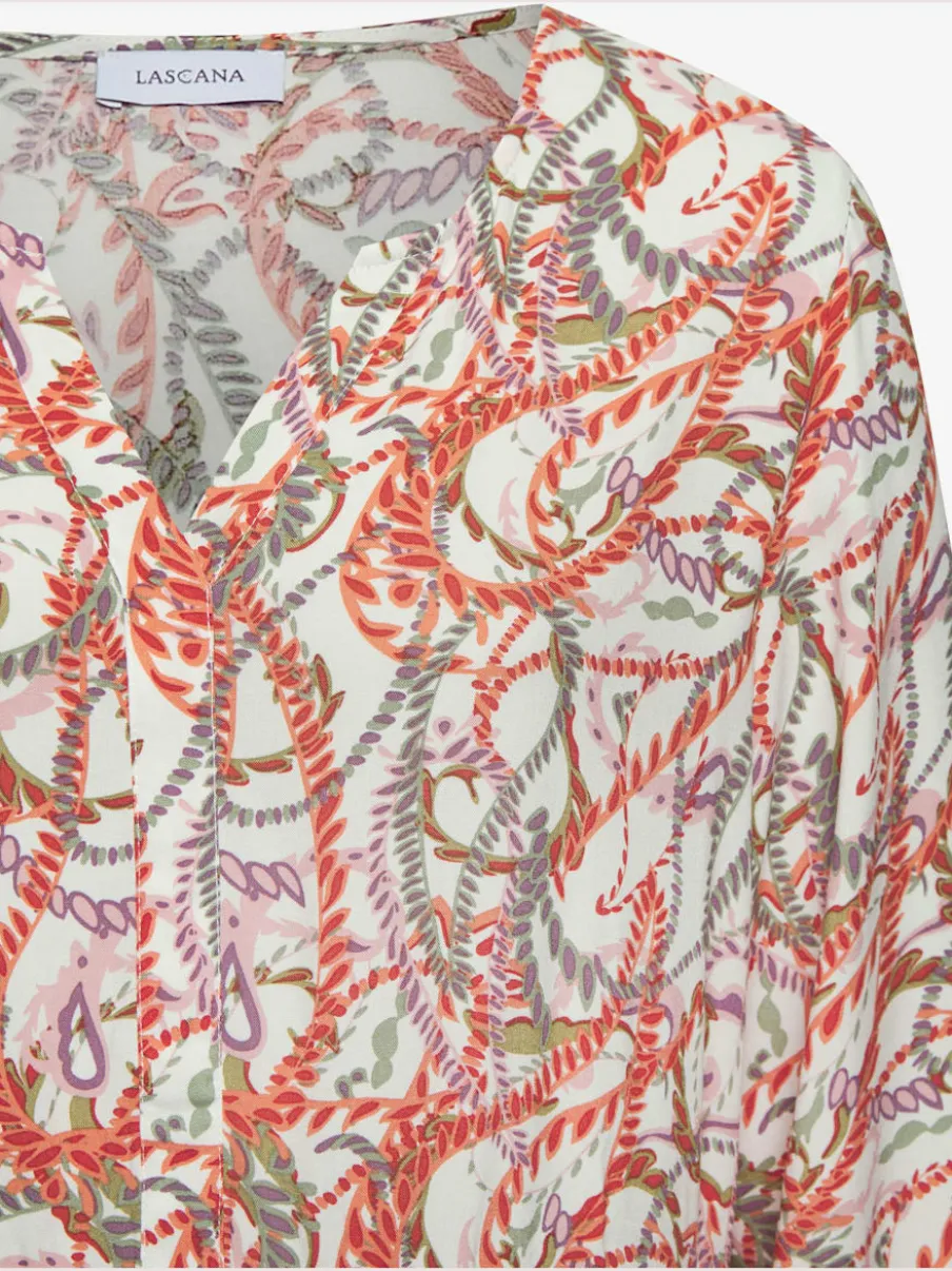 Robe longue avec encolure en v et manches élastiquées