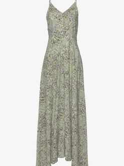Robe longue avec encolure v et bretelles spaghetti