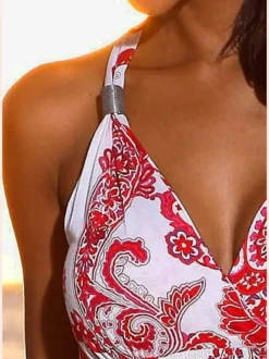 Robe longue à bretelles avec motif imprimé et taille smockée