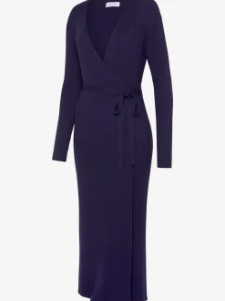 Robe longue cache-cœur en tricot avec ceinture ajustable
