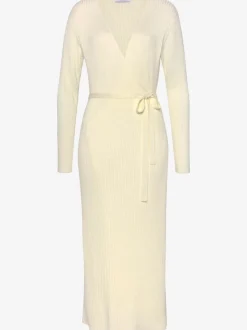 Robe longue cache-cœur en tricot avec ceinture ajustable