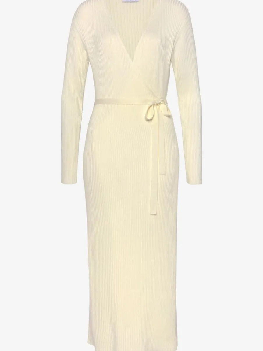 Robe longue cache-cœur en tricot avec ceinture ajustable
