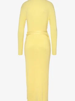 Robe longue cache-cœur en tricot avec ceinture ajustable