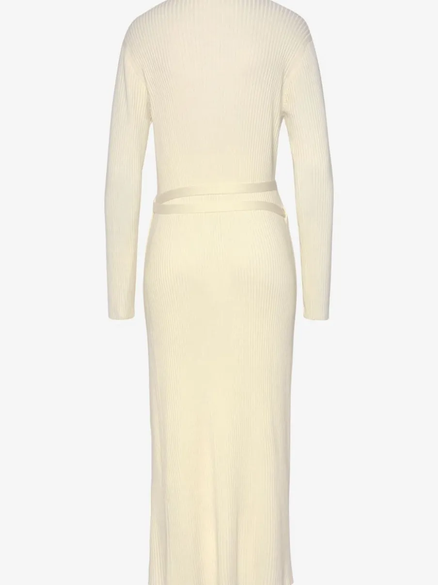 Robe longue cache-cœur en tricot avec ceinture ajustable