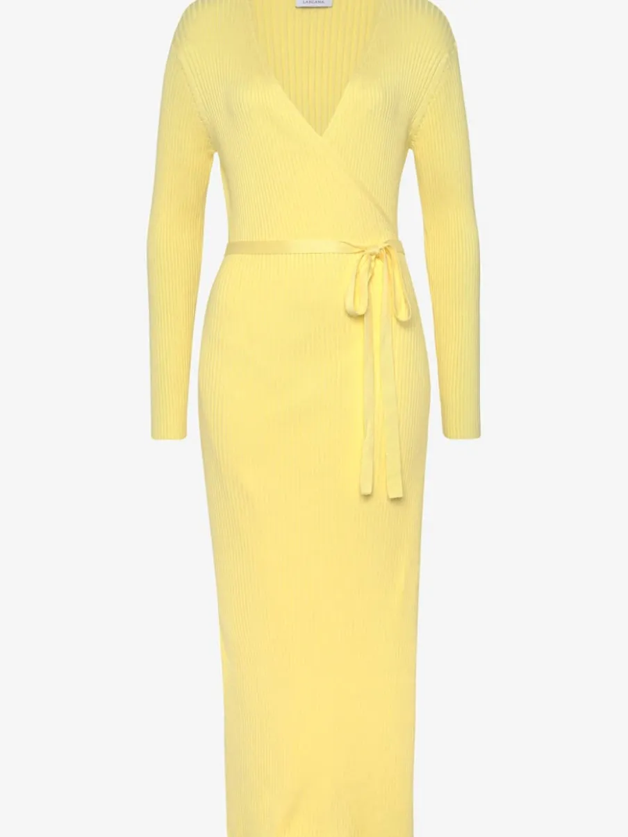 Robe longue cache-cœur en tricot avec ceinture ajustable