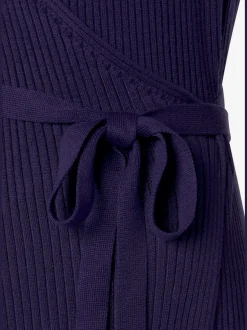 Robe longue cache-cœur en tricot avec ceinture ajustable