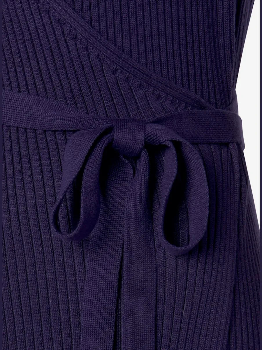 Robe longue cache-cœur en tricot avec ceinture ajustable