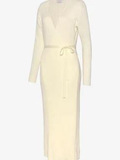 Robe longue cache-cœur en tricot avec ceinture ajustable