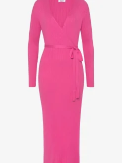 Robe longue cache-cœur en tricot avec ceinture ajustable
