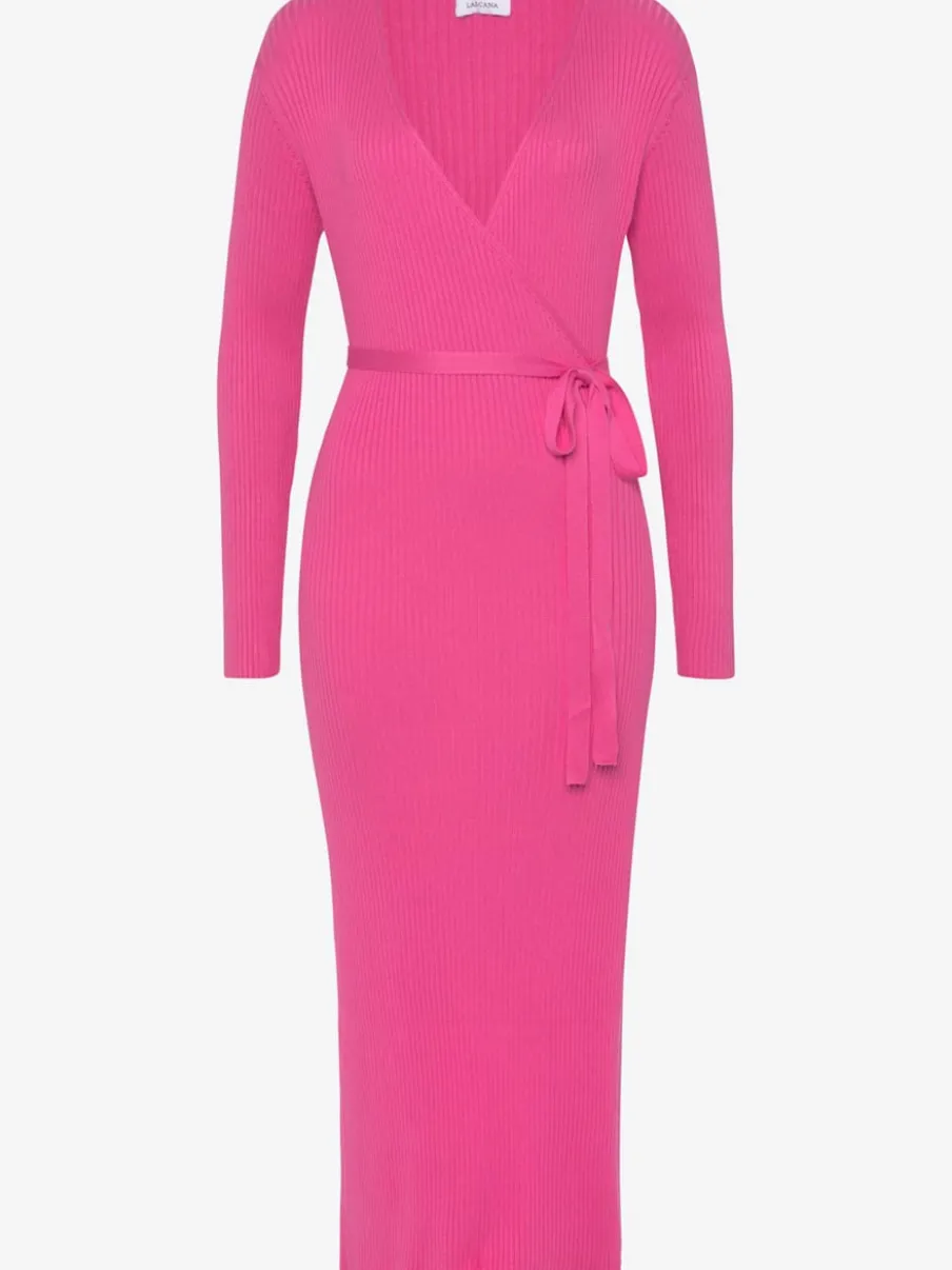 Robe longue cache-cœur en tricot avec ceinture ajustable