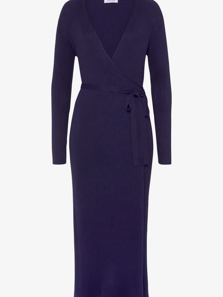 Robe longue cache-cœur en tricot avec ceinture ajustable