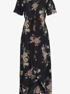 Robe longue à col Carmen avec volant en fleurs