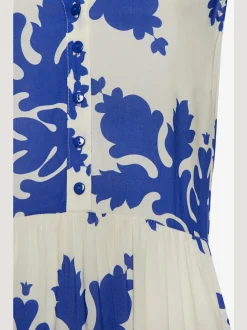 Robe longue col v à bordure avec motifs floraux