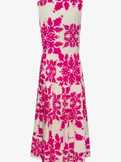 Robe longue col v à bordure avec motifs floraux