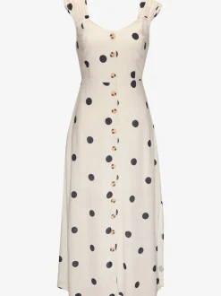 Robe longue d'été à encolure ronde avec larges bretelles froncées