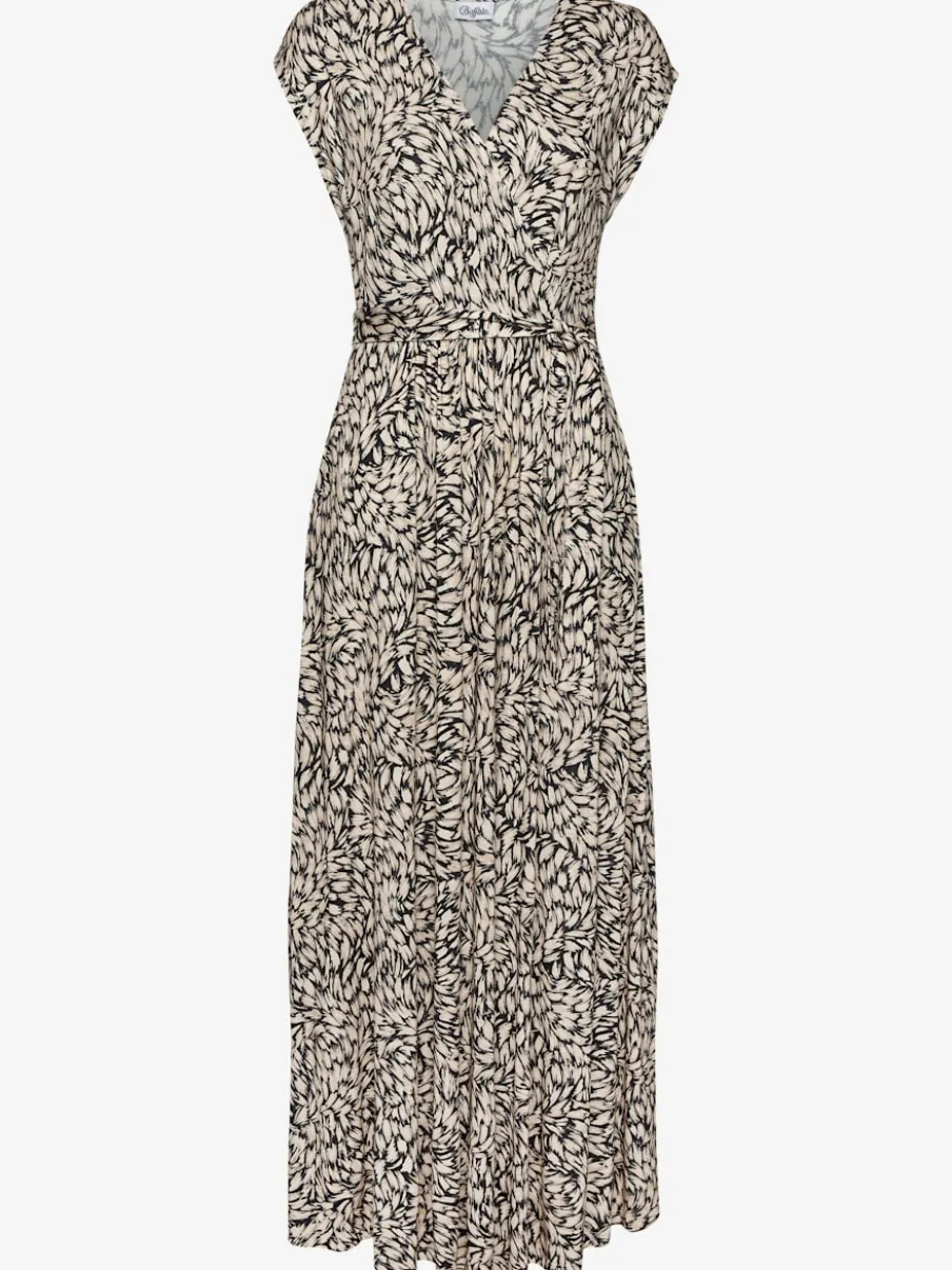 Robe longue encolure cache-cœur avec mancherons et poches