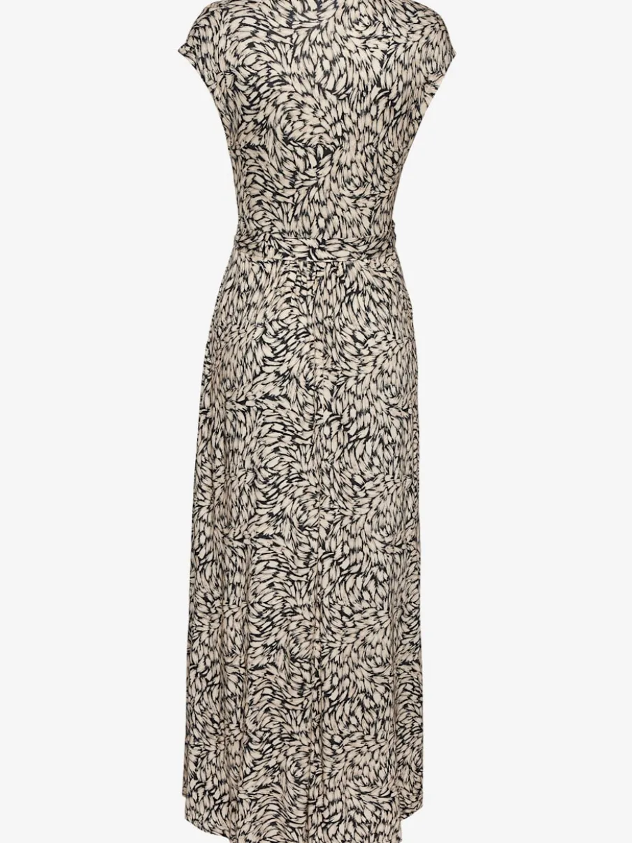 Robe longue encolure cache-cœur avec mancherons et poches