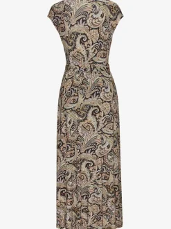 Robe longue encolure en V effet cache-cœur avec ceinture amovible et imprimé unique