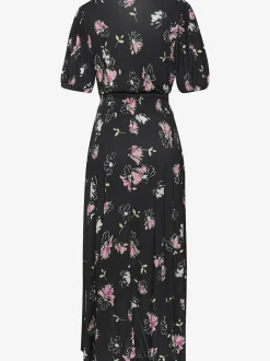 Robe longue à encolure en V et imprimé floral