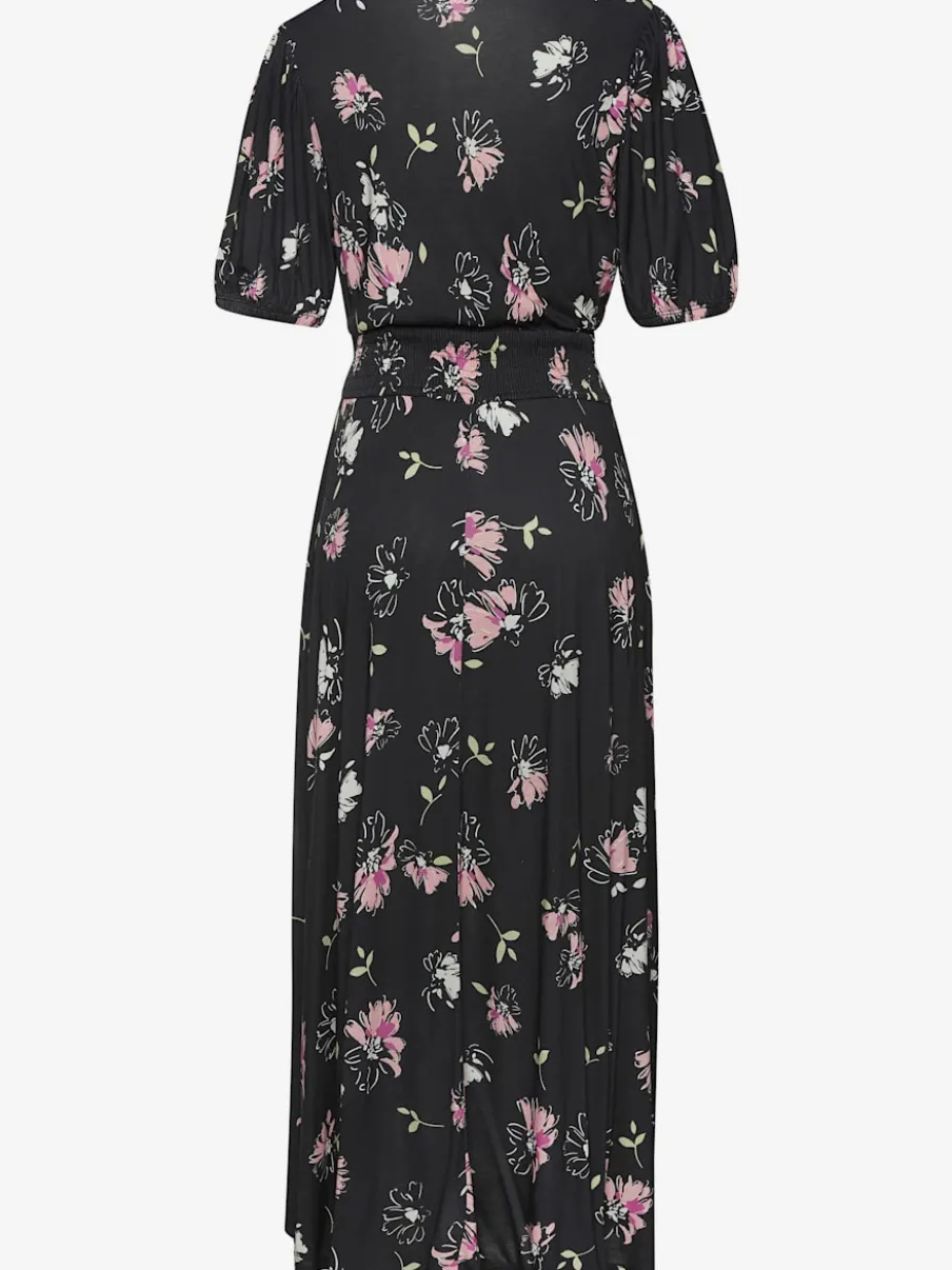Robe longue à encolure en V et imprimé floral