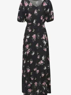 Robe longue à encolure en V et imprimé floral