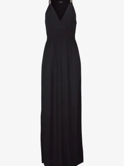 Robe longue à encolure réglable avec taille smockée et bretelles spirales