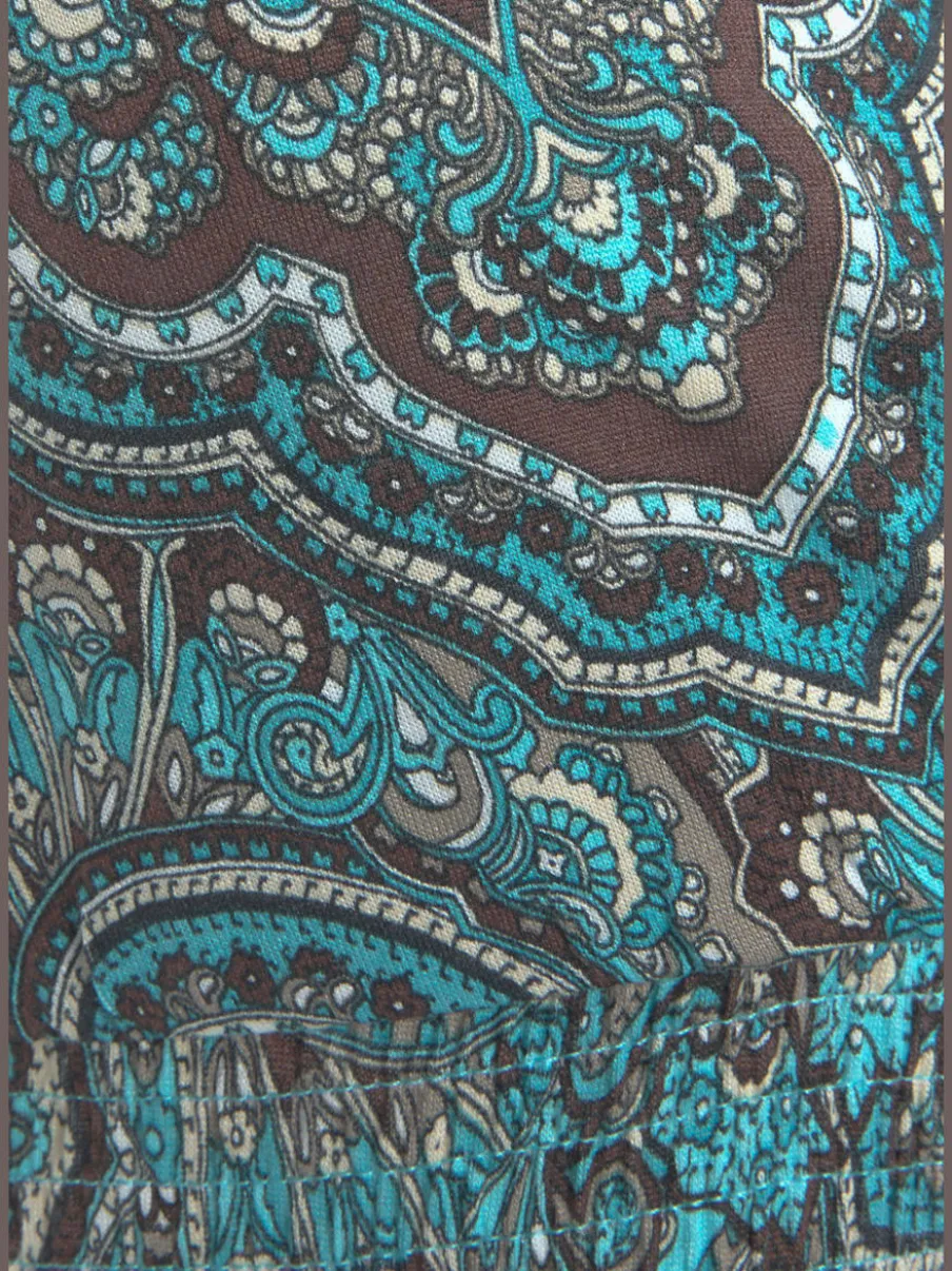 Robe longue encolure réglable à motifs géométriques et bretelles spirales