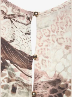 Robe longue à encolure ronde et motif floral en jersey viscose