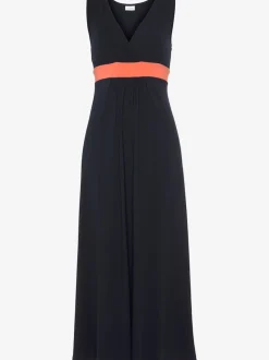 Robe longue encolure V avec fronces et empiècements