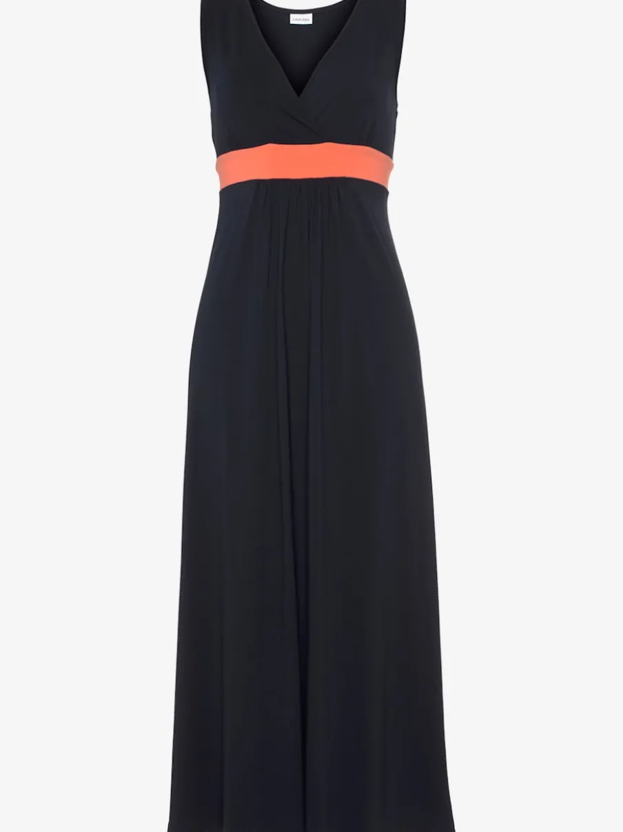 Robe longue encolure V avec fronces et empiècements