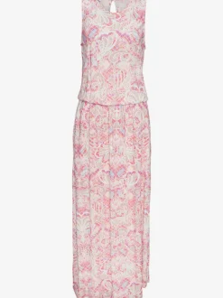 Robe longue en jersey avec encolure ronde et fente élégante