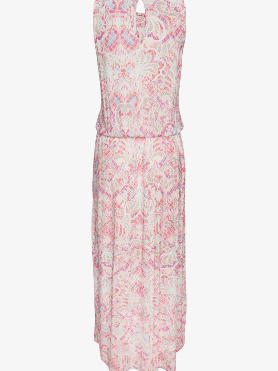 Robe longue en jersey avec encolure ronde et fente élégante