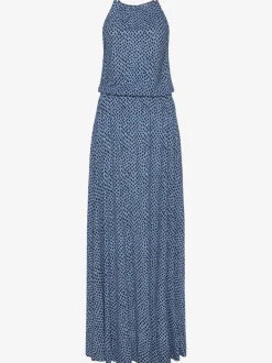 Robe longue froncée taille élastiquée avec bretelles spaghetti