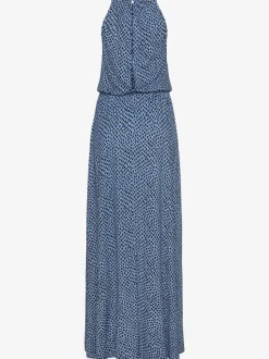 Robe longue froncée taille élastiquée avec bretelles spaghetti