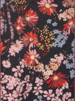 Robe longue à imprimé floral volants et manches élastiquées