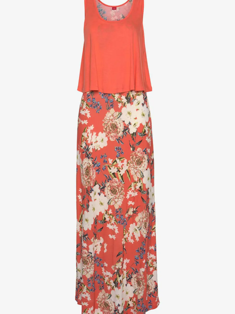 Robe longue à larges bretelles à imprimé fleuri unique