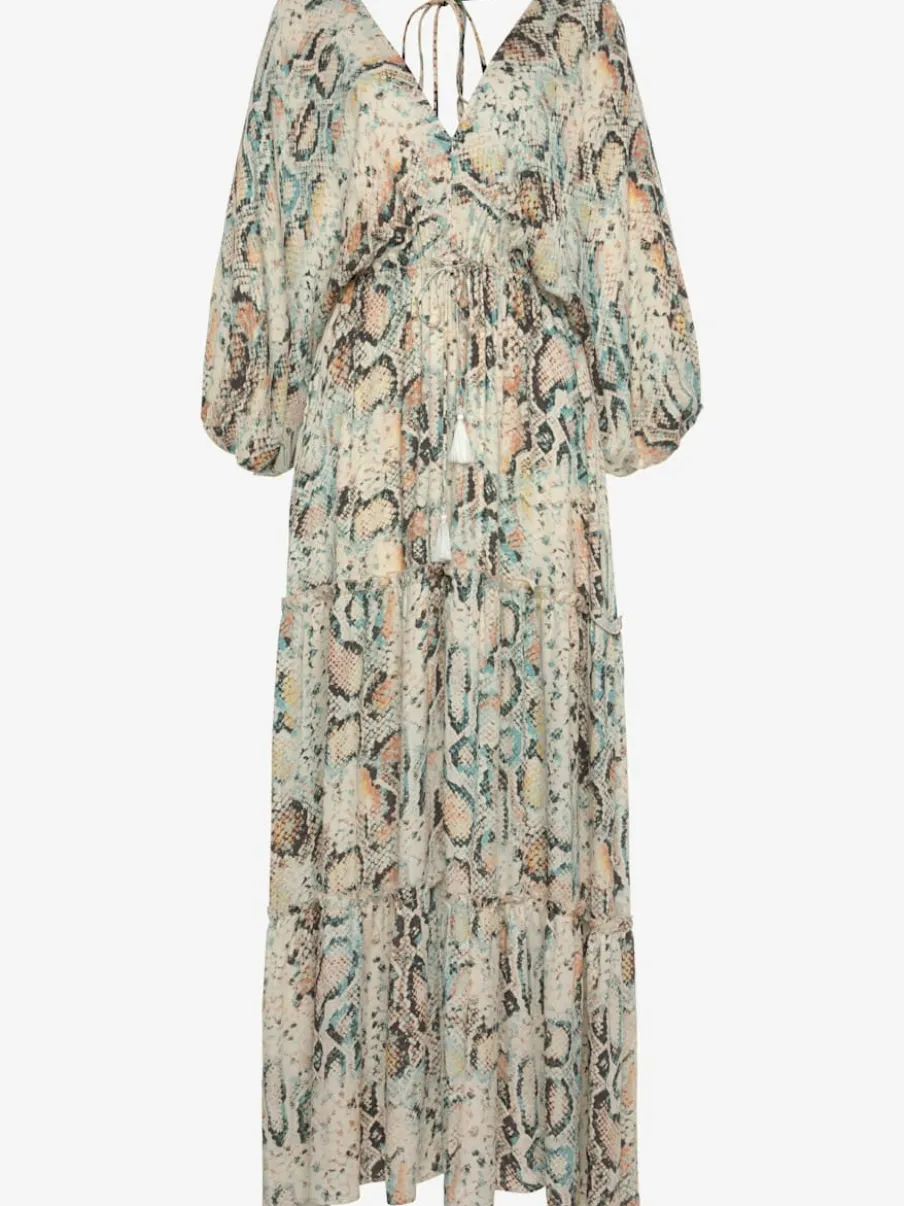 Robe longue évasée à imprimé animal en viscose douce