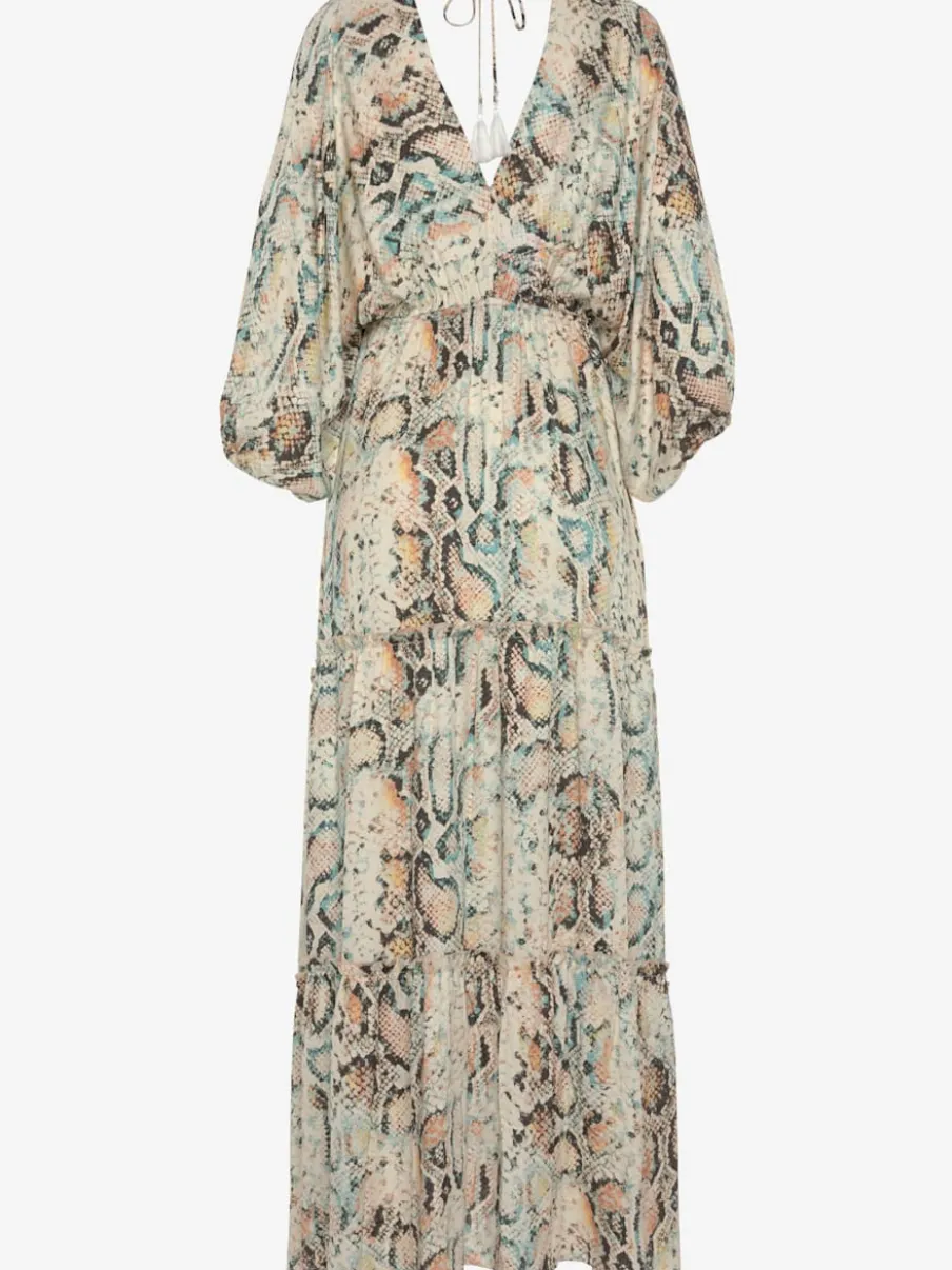 Robe longue évasée à imprimé animal en viscose douce
