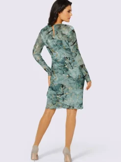 Robe maille imprimée à manches longues encolure ronde