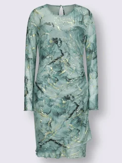 Robe maille imprimée à manches longues encolure ronde