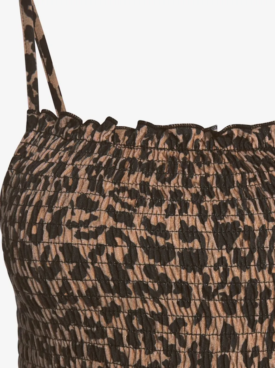 Robe midi avec bretelles et imprimé léopard doux