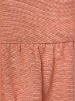 Robe midi avec empiècement smoké et boutons devant