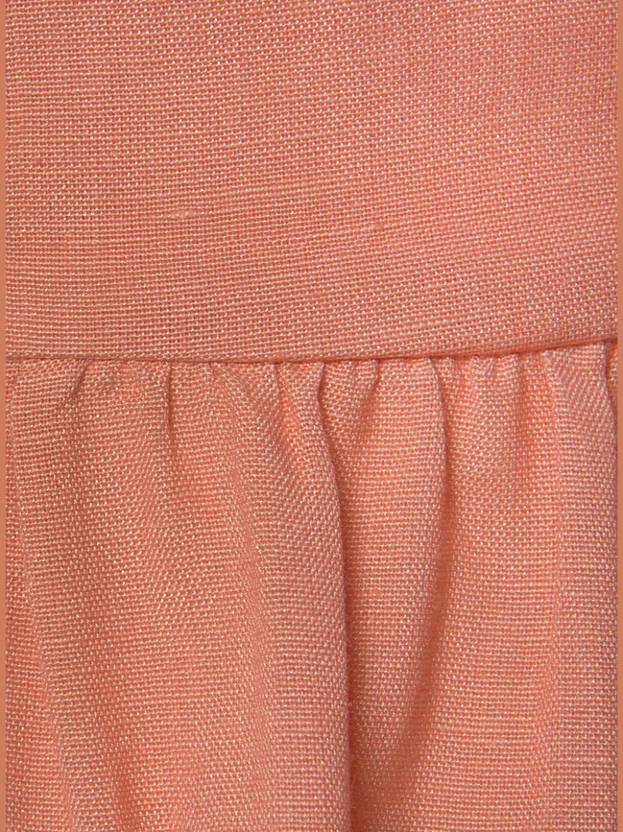 Robe midi avec empiècement smoké et boutons devant