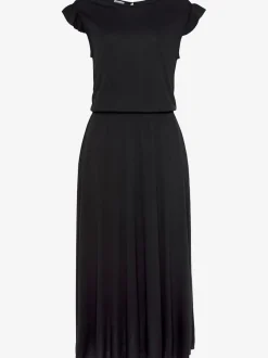 Robe midi en jersey avec encolure ronde et manches courtes