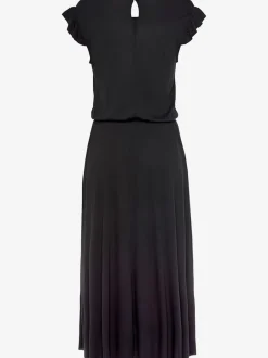 Robe midi en jersey avec encolure ronde et manches courtes