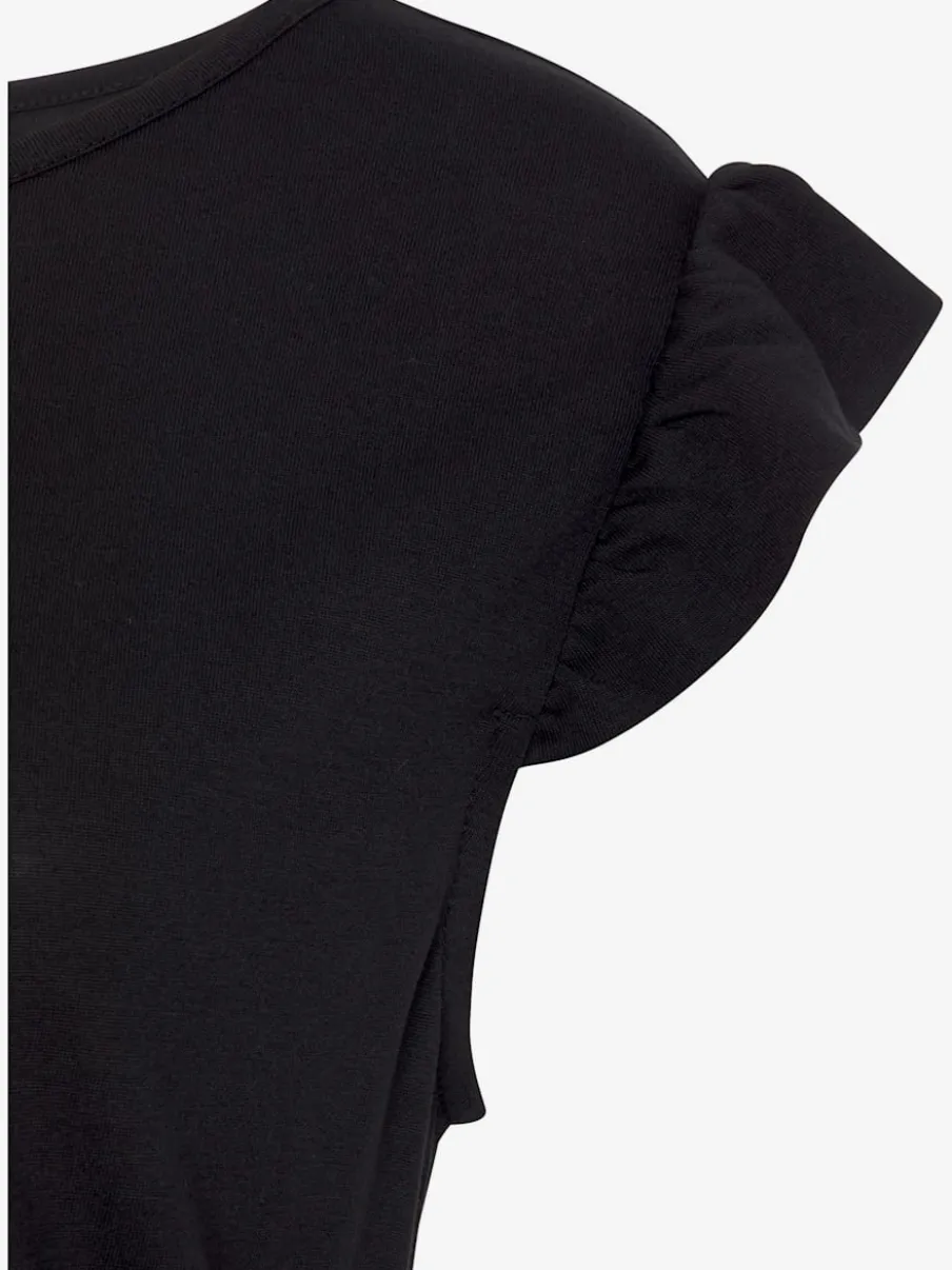 Robe midi en jersey avec encolure ronde et manches courtes