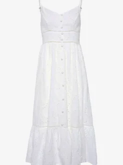 Robe mi-longue ajustée avec empiècement smocké au dos