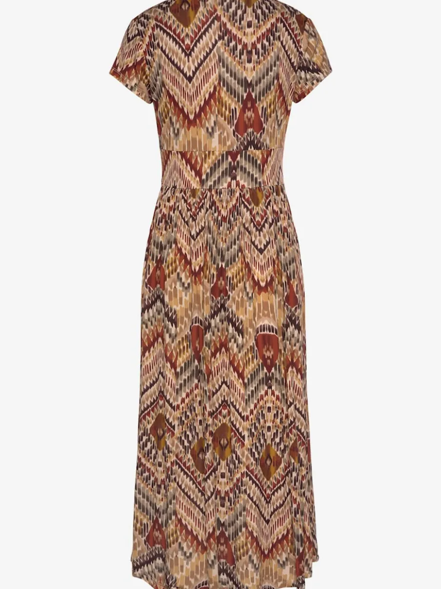 Robe mi-longue avec glissière dissimulée et manches courtes