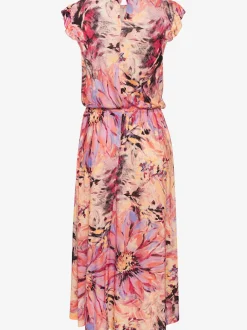 Robe mi-longue avec manches chauve-souris et imprimé floral